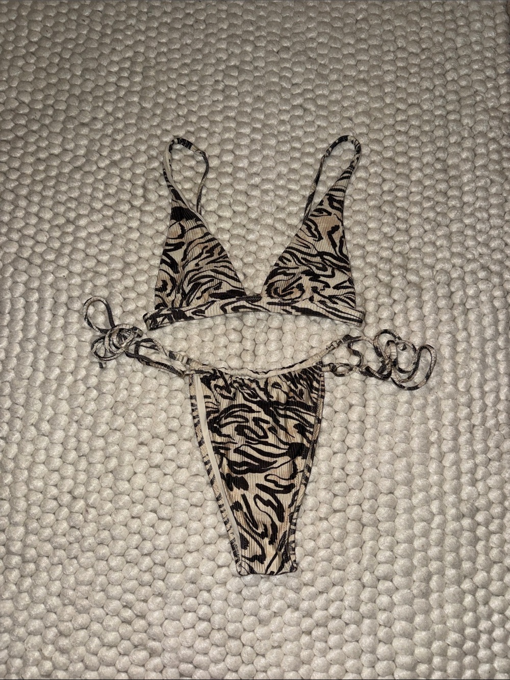 Aerie Marbled Zebra Print Ribbed Bikini